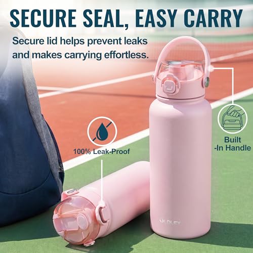 OLDLEY 18oz Insulated Water Bottle with 2-in-1 Straw & Chug Lid, Leakproof Stainless Steel Bottle, Cup Holder Friendly Vacuum Water Bottle for Travel, and School,Pink - color: Pink