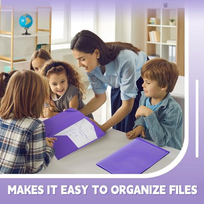 Henoyso 36 Pack Purple Plastic Folders with Clear Front Pockets Heavy Duty File Folders with 2 Pockets and Card Slot for Student Communication School Office Presentation Report - color: Purple
