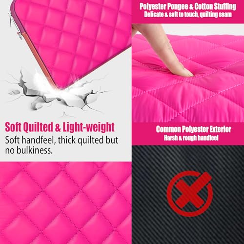 Puffy Quilted Laptop Sleeve with a Removable Shoulder Strap Compatible with MacBook Air 13 inch M2 A2681 M1 A2337 A2179 A1932 2023-2018/Pro 13 M2 M1 A2338 A2251 A2289 A2159 A1989 A1706 A1708 - color: Sleeve - Rose, size: 13 inch