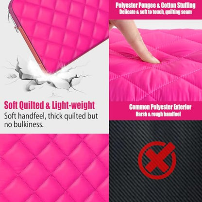 Puffy Quilted Laptop Sleeve with a Removable Shoulder Strap Compatible with MacBook Air 13 inch M2 A2681 M1 A2337 A2179 A1932 2023-2018/Pro 13 M2 M1 A2338 A2251 A2289 A2159 A1989 A1706 A1708 - color: Sleeve - Rose, size: 13 inch