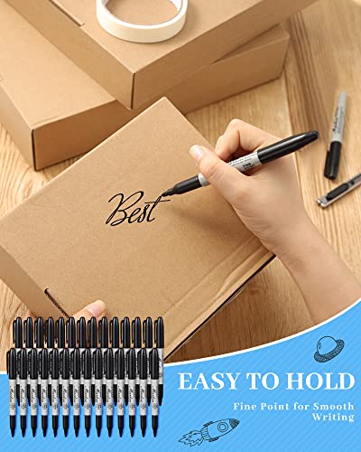 Thenshop 100 Pack Black Permanent Markers Bulk - Fine Point Permanent Marker Quick Drying Waterproof Pens for Doodling Writing Marking Classroom Work on Wood Metal Stone Glass, Office School Supplies