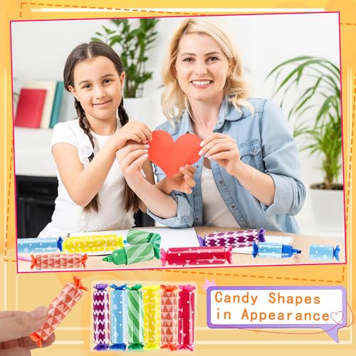 60 Pack Mini Candy Highlighters Bulk Candy Shape Pastel Highlighter Cute Chisel Head Marker Highlighters for Candy Party Drawing Poster Back to School Office Supplies, 6 Color