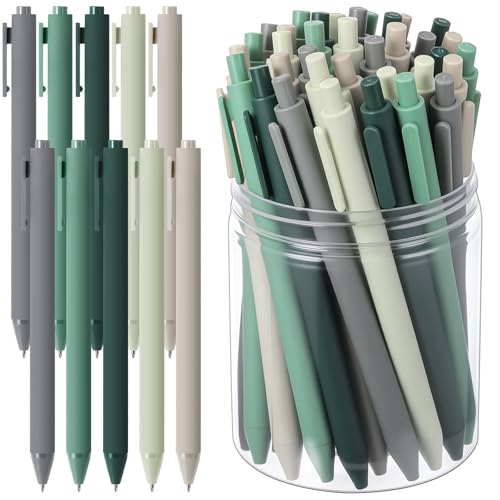 Crtiin 50 Pcs Gel Pens Bulk, 0.5mm Fine Point Black Ink Pen with Assorted Colored Retractable Quick Dry Pens for Office Teacher, Journaling, Server, Classroom, Back to School Supplies (Green Series) - color: Green Series