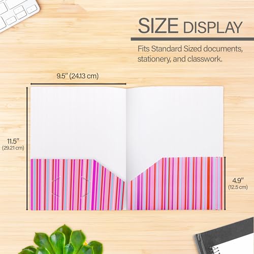 BAZIC Products Striped Poly 2-Pocket Folder, 48-Case | two interior pockets, Holds letter-size 8.5 x 11 in sheets for school and office - size: 48-Pack