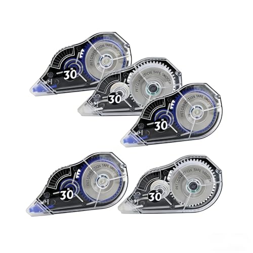 White Correction Tape, Correction Easy to Use Applicator for School, Office, Note Taking, Journal, Smooth Glide, No Residue, Quick Dry(5 Pack, Tape Width 0.24 in) - color: 100Ft-5Pack White Tape