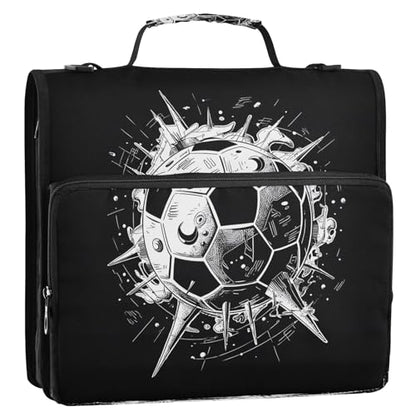 3 Ring Zipper Binder Soccer Ball Binders Bag with Shoulder Strap 500 Sheets Paper Organizer Trapper Keeper Documents Storage File Folder for School Office - color: A1262