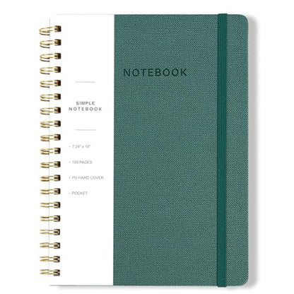 Spiral Notebook - 7.24" x 10" College Ruled Journal with Inner Pockets and 180 Pages, PU Leather Cover Business Journal, Twin-Wire Binding Notebook Perfect for Office & Home School Supplies Green - color: 004-Green-1pack, size: B5-180 pages