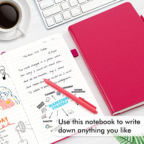 feela 12 Pack Notebooks Journals Bulk, Hardcover Notebook Classic Ruled Lined Journals with Pen Holder for Women Girls School Business Supplies, with 12 Black Pens, 120 GSM, 5.1”x8.3”, A5, Berry - color: 12 Pack berry