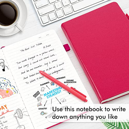feela 12 Pack Notebooks Journals Bulk, Hardcover Notebook Classic Ruled Lined Journals with Pen Holder for Women Girls School Business Supplies, with 12 Black Pens, 120 GSM, 5.1”x8.3”, A5, Berry - color: 12 Pack berry