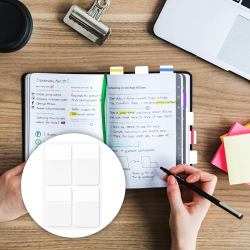 400 Pcs Sticky Index Tabs, Repositionable and Writable Book Sticky Tabs Page Markers for Notebooks, White, 1.6 x 1 Inch