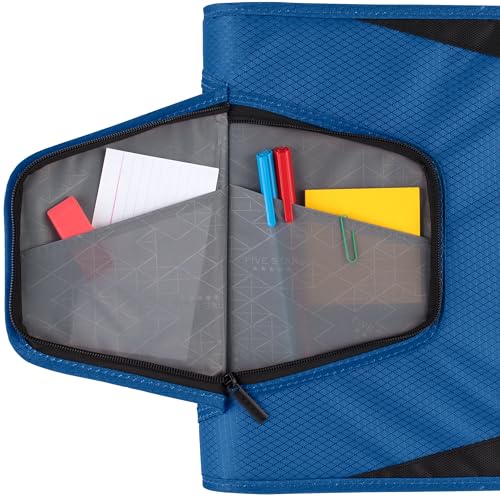 Five Star Zipper Binder, 1-1/2 Inch 3-Ring Binder with Round Rings, 3-Pocket Expanding File, 500 Sheet Capacity, Blue (72202) - color: Blue