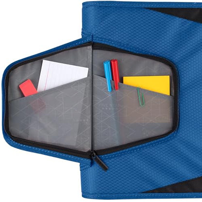 Five Star Zipper Binder, 1-1/2 Inch 3-Ring Binder with Round Rings, 3-Pocket Expanding File, 500 Sheet Capacity, Blue (72202) - color: Blue