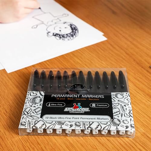 Ultra Fine Point Permanent Markers - 12 Pack, Black Pens - School Supplies | Perfect for labeling, writing, and detailed work with long-lasting black permanent ink - style: 12 Black Ultra Fine Point