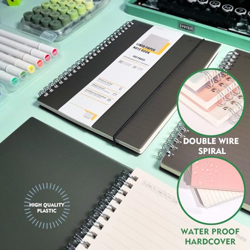 OWSC 1 Pack College Ruled Spiral Notebook Notebooks for Work A5 Lined Black | 5.9 x 8.3 IN Notebooks College Ruled for Note Taking, School and Journal with 80 Sheets/160 Pages 110 GSM Thick Papers - size: Ruled-A5-1 Pcs