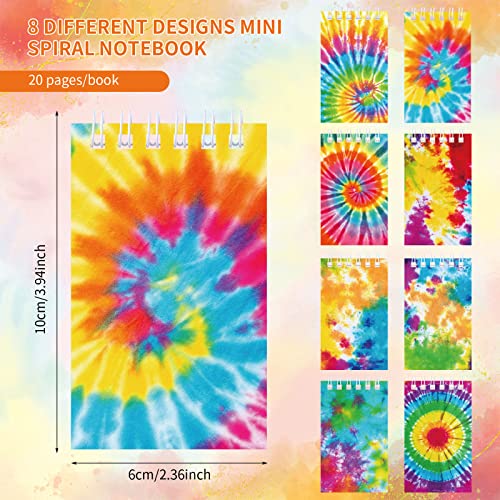 Nezyo 24 Pcs 2.3x3.9'' Mini Tie Dye Notebooks, Little Spiral Pocket Journal Notepads Set Small Fun Coil Blank for Back to School Birthday Tie Dye Pastel Art Hippie Party Favors Supplies
