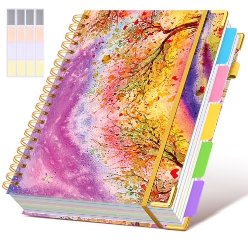Spiral Notebooks 8.5"x11" for Work with Removable Dividers Tabs,300 Pages 5 Subject Notebook College Ruled,100GMS Notebook journal for School Note taking,Lined Journal for Women,A4 Autumn Tree - color: Autumn Tree, size: A4（8.5" x 11"）