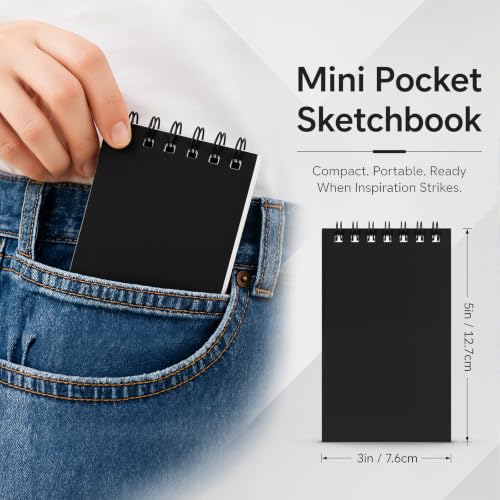 Watersay 100 Pack Small Spiral Notebook Bulk, 3x5 Pocket Notepads,Black - color: Black