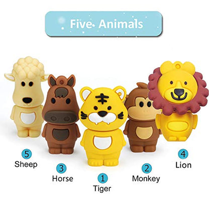 16GB USB Flash Drive Pack of 5 Pcs, BorlterClamp Cute Animal Pattern USB Drive Thumb Drive Memory Stick, Gift for Students and Children - color: Animal Pattern Lions 16GB*5