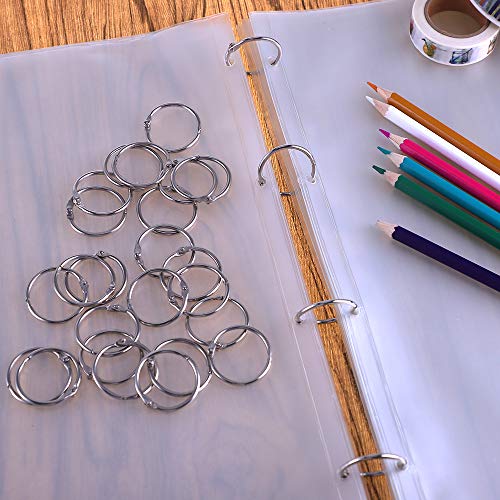 Antner 100PCS 1 1/5 Inch Loose Leaf Binder Rings Nickel Plated Small Metal Book Rings Keyrings for Paper, Index Cards, Flashcards, Keychains, Crafts, Home Office Organization, Silver - size: 1.2 Inch-100 Pieces