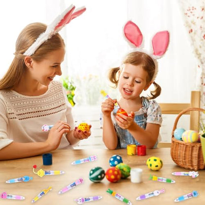 Vellibring 24PCS Easter Fun Pens 0.7mm Cute Bunny Egg Multicolor Ballpoint Pens Retractable 4 Colors in 1 for Easter Party Favors Basket Stuffers School Supplies Students Rewards - style: Easter-24pcs