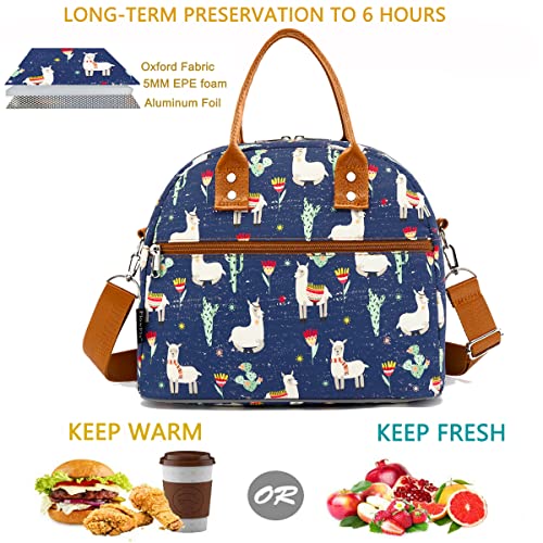 FlowFly Insulated Lunch Bag With Shoulder Strap for Women, Men, and Kids, Large and Reusable, Handle, Freezable Work and School Travel Tote and Meal Prep Organizer,Alpaca - color: Alpaca