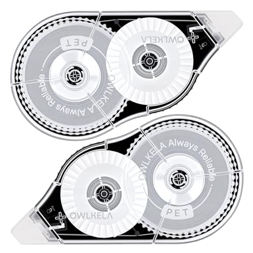 OWLKELA 2 Pack Plus Correction Tape, Tear-Resistant White Correction Tape, No Dry Time, Easy to Use, Office & School Supplies, 0.2 in Wide, 98.4 Ft, Black shell & White Core - color: Black