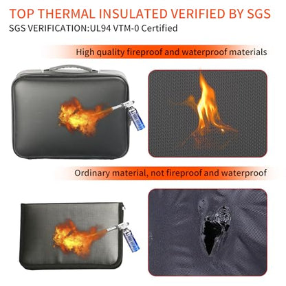 Fireproof Safe Document File Organizer Box, 5200°F Portable File Organizer with Lock,Hard Case Highly Flame-Resistant Fire Proof Waterproof File Bag with Lock, Fire Safe Home Valuables Storage