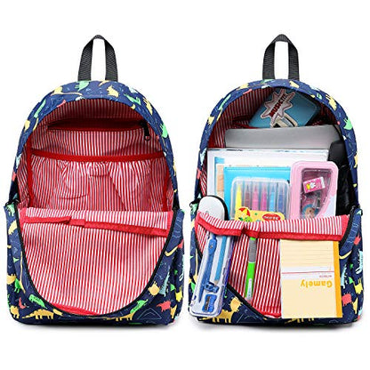 CAMTOP Backpack for Kids, Boys Preschool Backpack with Lunch Box Toddler Kindergarten School Bookbag Set (4-7Years,Dino-Navy Blue, 15/''(L)x11.8/''(H)*5.1/''(W)) - color: Dinosaur Navy Blue