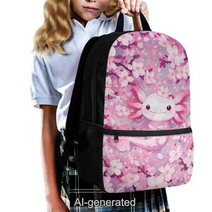 Cute Axolotl Kids School Bag Set 5 Pieces with Lunch Bag Pencil Case and Water Bottle Holder Large Capacity Backpack for Elementary School Students - color: Cute Axolotl