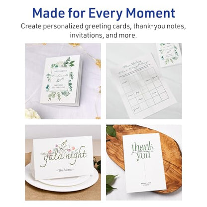 Avery Printable Note Cards, Envelopes Included, 4.25" x 5.5", Textured White, Inkjet Printer Compatible, 50 Blank Cards Total, Great for Product Branding, Marketing, and More (3379) - size: 4.25-Inch x 5.5-Inch
