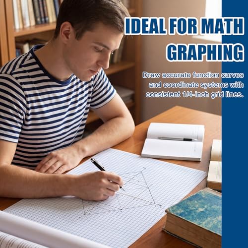 Jetec 1 Roll Large Grid Graph Paper Roll 1/4'' Grid 33.9 Inch x 98ft Engineering Drafting Paper for Blueprint School Classroom Graphing Supplies Engineer Architect Designer Mathematician Gifts - color: 1/4'' Grid, size: 33.9 Inch X 98ft