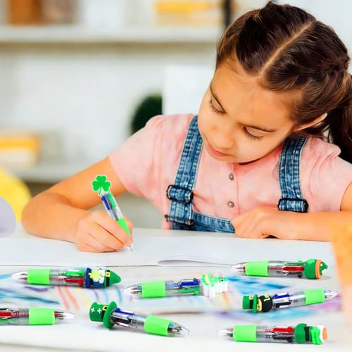 DIYASY 30 Pcs St. Patrick's Day Mini Multicolor Ballpoint Pens, St. Patrick's 4-in-1 Multicolored Retractable Pen Bulk Cute Pens Supplies - style: St. Patrick's 2