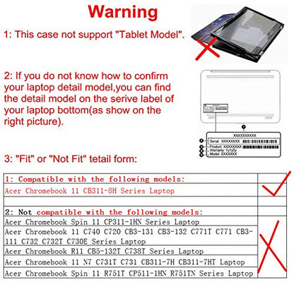 Protective Case Cover for Acer Chromebook 11 CB311-8H/Chromebook 311 CB311-9H 11.6" Series Laptop[Not Fit Chromebook 11 CB311-7H CB3-131 CB3-132 C771T CB3-111 C732],Black - color: Black