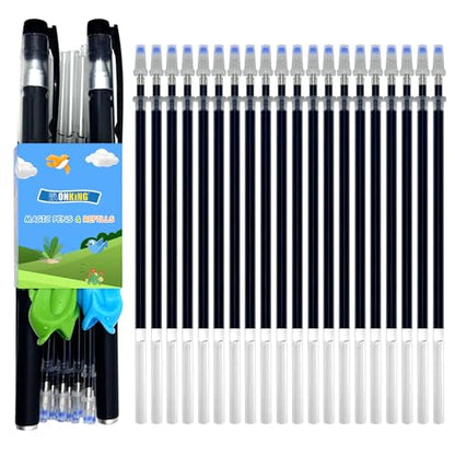 Monking 20Pcs Magical Pen Refills Reusable Magic Practice Copybook,Drawing Pen of Invisible Ink, (20 pcs Blue Refills +2 Pens) - style: 20Refills