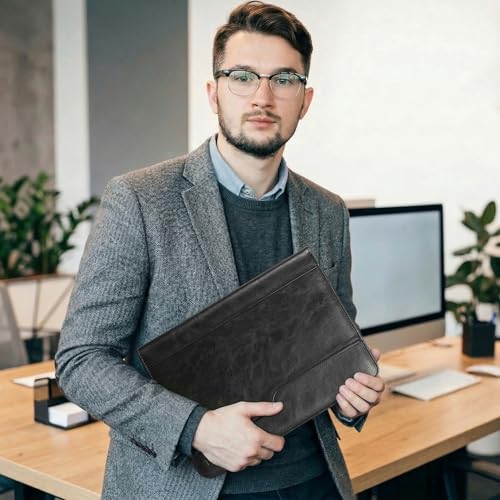 Zippered Padfolio with 3-Ring Binder & Clipboard, PU Leather Portfolio Organizer for Men Women, A4 Document Holder with Phone Pocket Pen Loops Card Slots, Professional Business Interview Folder Black - color: Black