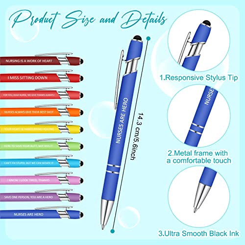 Geyee 24 Pcs Nurse Sticky Notes with Funny Pens 3 x 4 Inch to Do List Notepads with Sayings Pen for Coworkers Nurse Teacher Employee Office Staff Work Team Appreciation Gifts - style: Nurse