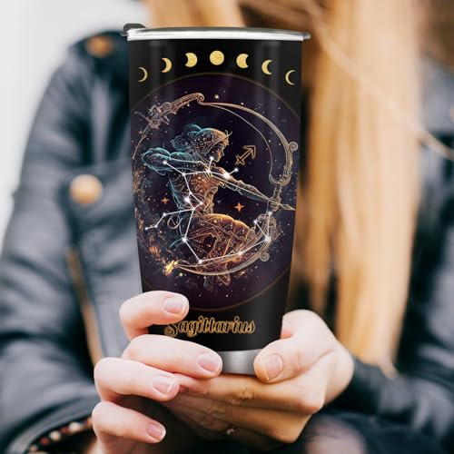 Horoscope Sagittarius 20oz Insulated Tumblers Mug Cup Gifts for Birthday Boys Girls Men Women Son Daughter Travel Essentials Accessories Must Have Cold Iced - color: Sagittarius-655