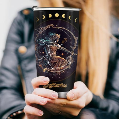 Horoscope Sagittarius 20oz Insulated Tumblers Mug Cup Gifts for Birthday Boys Girls Men Women Son Daughter Travel Essentials Accessories Must Have Cold Iced - color: Sagittarius-655