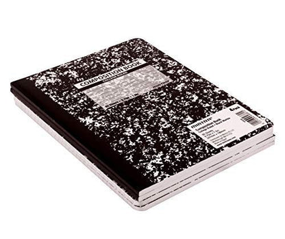 Mintra Office Composition Books - Sturdy Flexible Cover (4 Pack, Black Marble Comp - College Ruled) - color: Black Marble Comp - College Ruled, size: 4 Pack