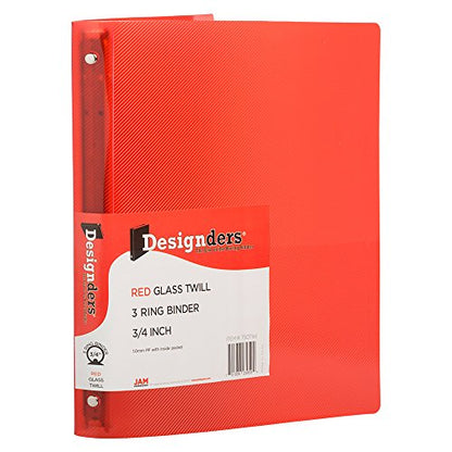 JAM PAPER Plastic 0.75 inch Binder - Red 3 Ring Binder - Sold Individually - color: Red, size: 0.75 inch