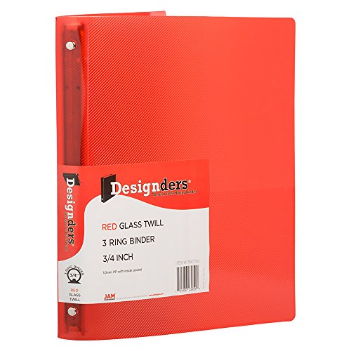 JAM PAPER Plastic 0.75 inch Binder - Red 3 Ring Binder - Sold Individually - color: Red, size: 0.75 inch