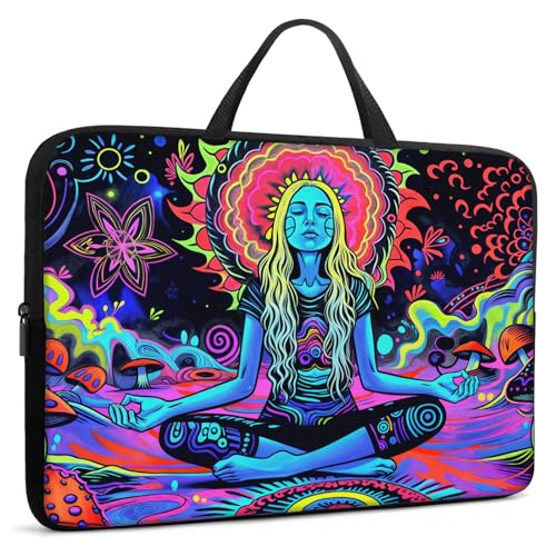 Laptop Sleeve Bag with Handle Computer Protective Soft Cover Case for 14 Inch 13 Inch Laptop,Girls Meditate - color: Girls Meditate