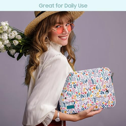 TiMOVO 9-11 Inch Tablet Sleeve Bag with Shoulder Strap Fits iPad 11-inch A16 2025, iPad 10th Gen. 10.9", iPad Gen. 10.2", iPad Air 11/5th/4th Gen. 10.9", Galaxy Tab A9 Plus 11", Flowers - color: Flowers