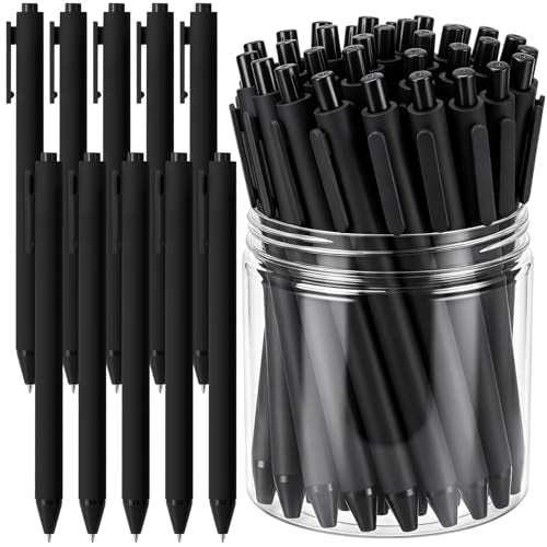 Crtiin 50 Pcs Gel Pens Bulk, 0.5mm Fine Point Black Ink Pen with Assorted Colored Retractable Quick Dry Pens for Office Teacher, Journaling, Server, Classroom, Back to School Supplies (Black) - color: Black