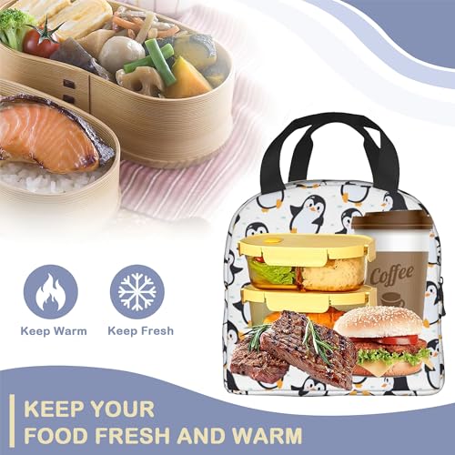 Cute Penguins Lunch Box,Insulated Lunch Bag for Girls Boys,Reusable Lunch Box for Kids Adults School Student Work Picnic Travel - color: Cute Penguins