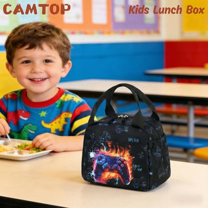 CAMTOP Boys Lunch Box Kids Insulated Lunch Bag Kids Cute Lunchbox for Boys Loncheras Para Niños - color: Gaming Controller