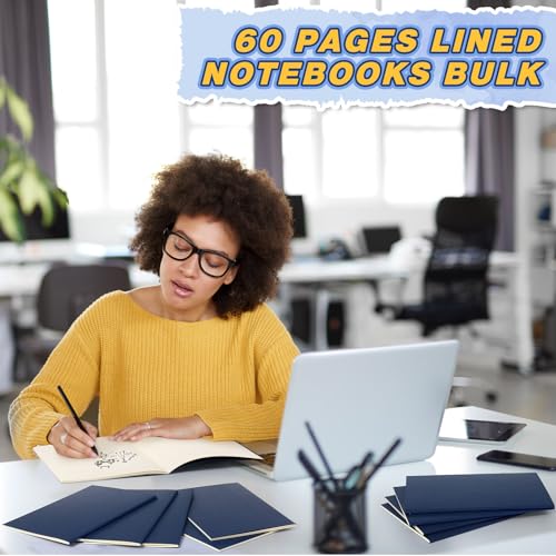 Mimorou 100 Pcs Journals Notebooks Bulk - Kraft Softcover A5 Small Notebooks 5.5 Inch x 8.3 Inch Notepads with 60 Page 30 Sheet for Writing Sketch Travel Office Supplies(Navy Blue,Lined) - color: Navy Blue, style: Lined