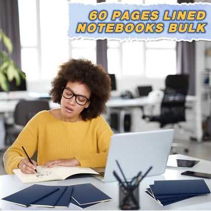Mimorou 100 Pcs Journals Notebooks Bulk - Kraft Softcover A5 Small Notebooks 5.5 Inch x 8.3 Inch Notepads with 60 Page 30 Sheet for Writing Sketch Travel Office Supplies(Navy Blue,Lined) - color: Navy Blue, style: Lined