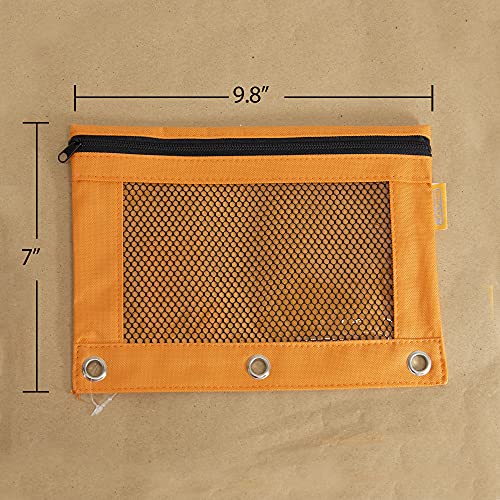 BAZIC PRODUCTS Retro Pastel 3-Ring Pencil Pouch with Mesh Window, 2-Pack | clear mesh window and a zipper closure for pens; pencils - color: Pastel Grey, size: 2-Pack