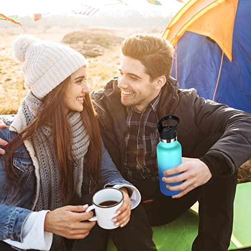 Volhoply 17oz Kids Insulated Water Bottle,Stainless Steel Water Bottles with Straw Lid,Reusable Metal Cups Water Bottle,Double Wall Vacuum Sports School Water Flask Keep Cold(Green Blue,1 Set) - color: Green Blue